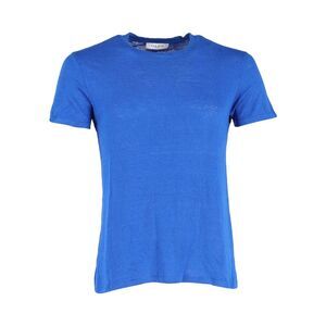 Sandro Paris Crewneck T-shirt in Blue Linen
